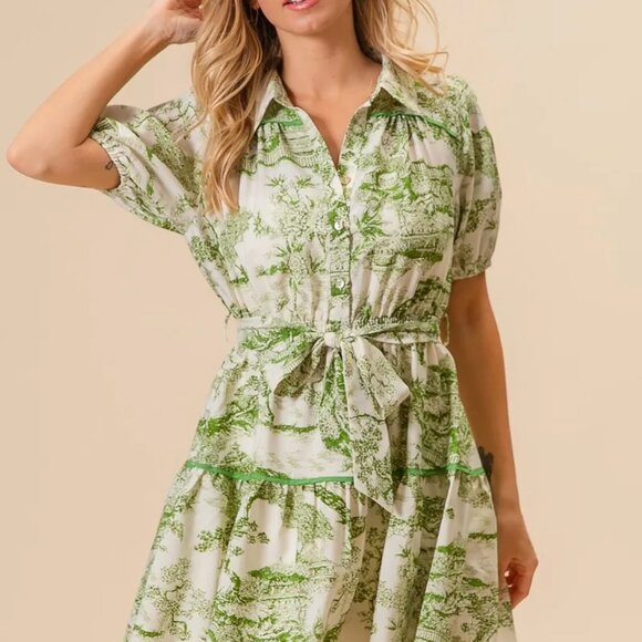 BiBi Woven Printed Tiered Dress - Picture 14 of 16